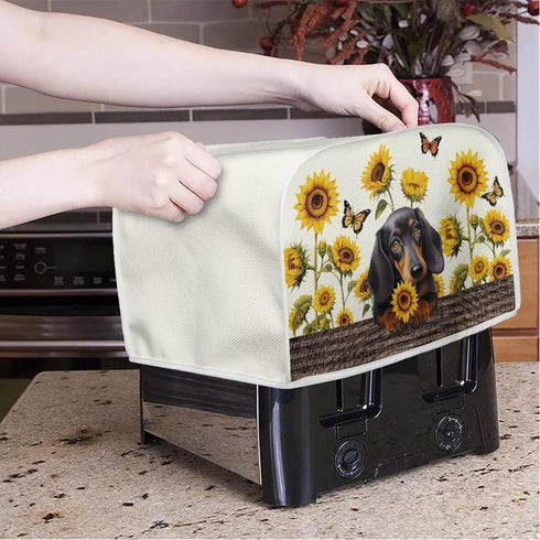 Sunflower Butterfly Printed 2 Slice Kitchen Machine Covers, Dachshund Print Dustproof Toaster Cover Fits Most Standard Toaster, Small Kitchen Appl...