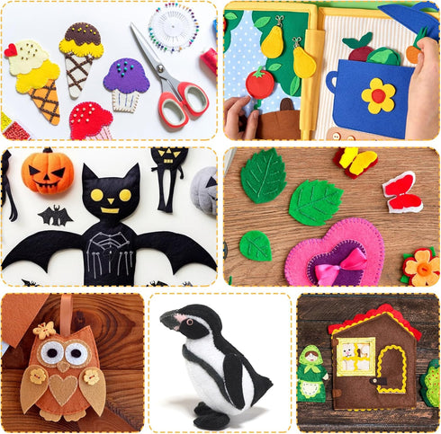 Felt Sheets for Crafts 9PCS 11.8 * 7.9in Wool Stiff Felt Sheets Soft Fabric Skin Felt DIY Patchwork Rug Arts and Crafts Fabric Pieces (Black+White...