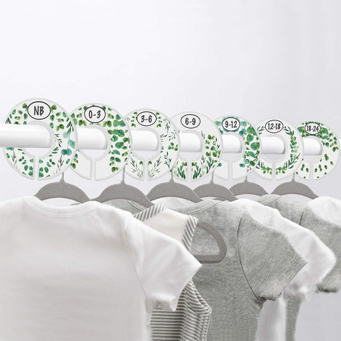 Botanical Nursery Closet Dividers - 7x Size Dividers for Baby Clothes - Eucalyptus Vines Leaf Plant Greenery Decor - Boy or Girl...