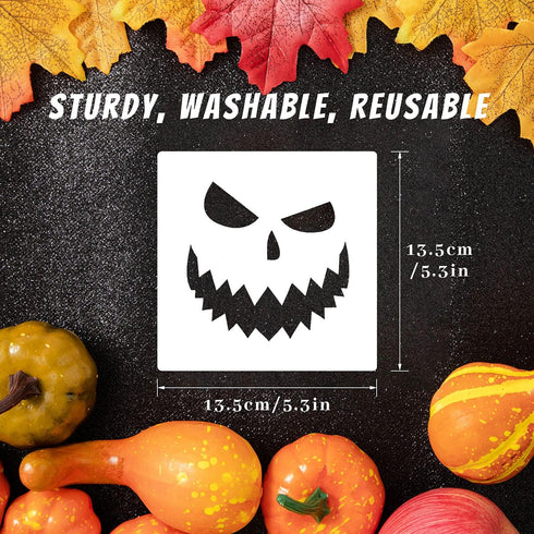 25 Pcs Halloween Pumpkins Face Stencils, Decorative Painting Stencils Reusable Plastic Drawing Template for DIY Pumpkin Carving, Wood, Walls Art D...