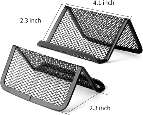 Black Metal Mesh Business Card Holder Desk Business Card Organizer for Desk Office Name Card with 50 Name Card Capacity-6pcs...