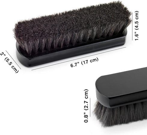 Premium Black Horse Hair Brush - Horse Hair Shoe Brushes for Polishing, Cleaning & Buffing Leather Shoes - Boot Brush with Soft Bristles, Comfy Gr...