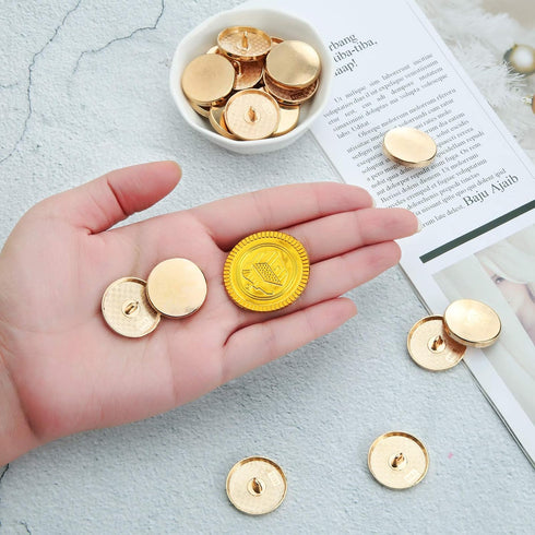 Chuangdi 30 Pieces Metal Flat Button Alloy Shank Round Shaped Sewing Button for Women Suit Woolen Coat Shirt Trousers Sewing Crafts(25 mm,Gold)...
