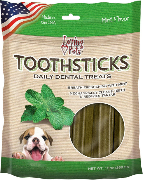 Loving Pets Toothsticks – Fresh Mint Dental Sticks for Dogs (for Toy/Small Dogs 1-20 lbs)...