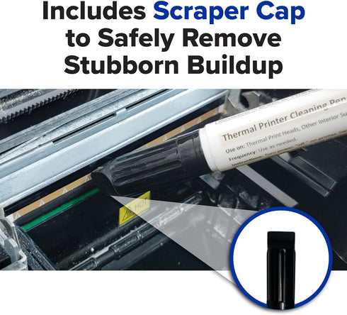 KICTeam - Cleaning Pens for Thermal Printer Printheads & Electronics (12 Pens) - Includes Scraper Cap for Tough Buildup - Filled with Quick Drying...