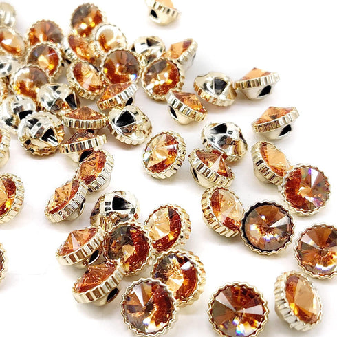 Decorative Amber Rhinestone Resin Sewing Shank Buttons 50 pcs - 12.5mm, 1/2"...