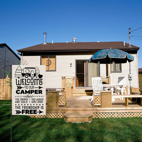 ZJXHPO Welcome To Our Camper Garden Flag Camping Gift Outdoor Yard House Banner Home Lawn Welcome (Welcome to camper)...