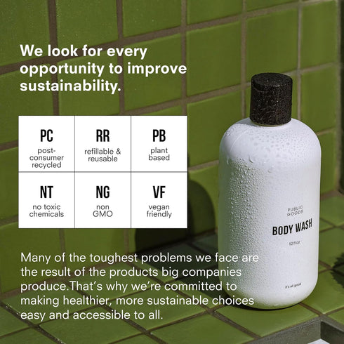 Public Goods Body Wash for Men and Women | Natural Soap for Bath & Shower | Body Scrub Made with Organic Essential Oils | Sulfate & Paraben Free |...