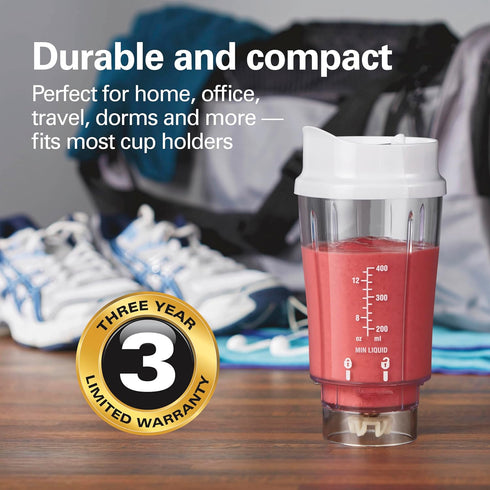Hamilton Beach Portable Blender for Shakes and Smoothies, 14 Oz BPA Free Travel Cup & Lid, Durable Stainless Steel Blades, Personal Smoothie Blend...
