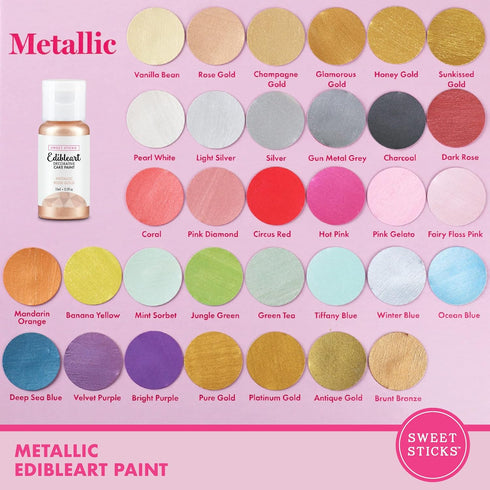 Sweet Sticks Edible Art Decorative Cake Paint 0.5 Ounce (15 Milliliters), Metallic Rose Gold...