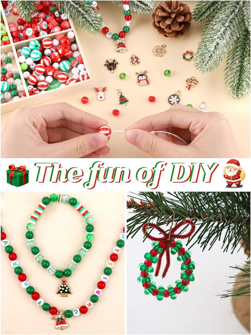 685PCS Christmas Beads Charms for Jewelry Making Kalolary Christmas Enamel Charm Acrylic Snowflake Loose Beads Christmas Tree Polymer Clay Beads X...