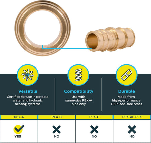 SharkBite 3/4 Inch Expansion Coupling for PEX-A Pipe, Brass Plumbing Fittings for PEX-A Tubing, UAB016LFA...