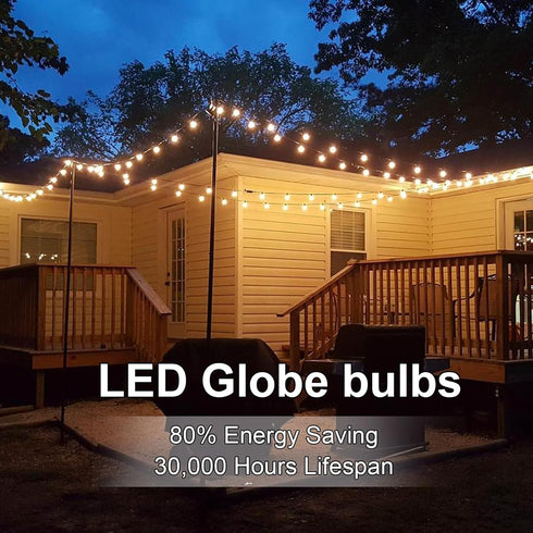 25 Pack G40 LED Globe Frosted Light Bulbs, Shatterproof Led Replacement Light Bulbs for Indoor Outdoor String Lights, E12 Screw Base 0.6watt, Warm...