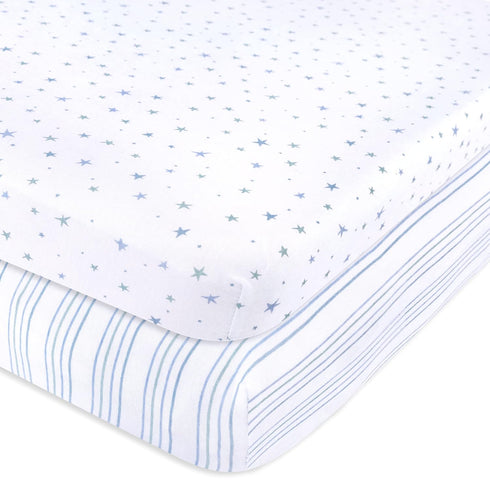 Changing Pad Cover 2 Pack - Baby Cradle Sheet with 100% Jersey Cotton - Changing Pad Covers for Boys, Newborn Essentials (Blue Stars & Stripes)...