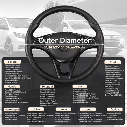 SEG Direct Car Steering Wheel Cover for All Standard-Size Steering Wheels with 14 1/2 inches - 15 inches Outer Diameter, Beige Microfiber Leather...