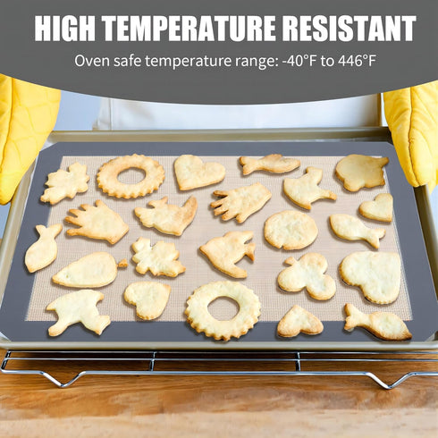 3-Pack Non-Stick Reusable Silicone Baking Mat - Perfect for Oven, Great for Baking Cookies, Macarons, Pizza - Food-Grade Kitchen Silicone Baking S...