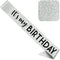 CORRURE 'It's My Birthday' Sash Glitter with Black Foil - Silver Glitter Birthday Sash for Women and Men - Happy Birthday Sash for Girls, Sweet 16...