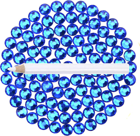 FYGEM 1500 Pcs Hot Fix Iron Rhinestones DIY Jewelry Making with Picking Pen (Sapphire, SS20)...