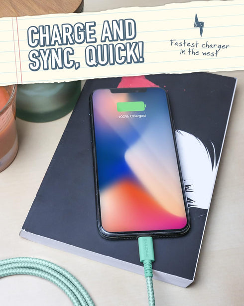 Smartish USB-C to Lightning Cable for iPhone 15/14 - Crown Joule - 6 Foot Universal Fast Fabric Wrapped Charging Cable - Apple MFi Certified for i...