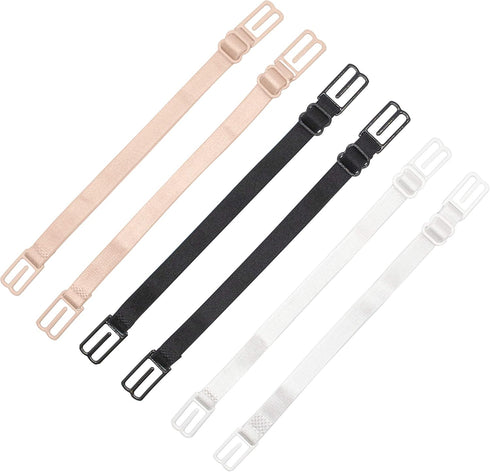 6 Pieces Bra Strap Clips Elastic Adjustable Non-Slip Strap Holder Conceal Straps - Conceal Straps - Cleavage Control ?Beige, White and Black ?...