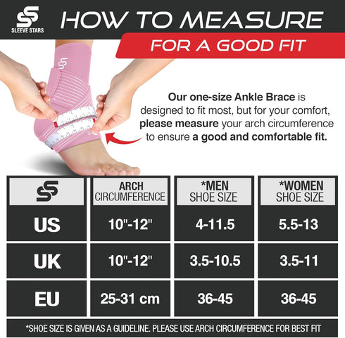 Sleeve Stars Ankle Support for Ligament Damage & Sprained Ankle, Plantar Fasciitis Support & Achilles Tendonitis Pain Relief, Ankle Brace for Wome...