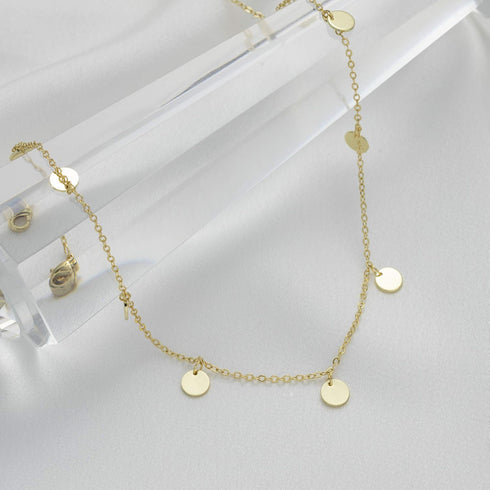 Dainty Beaded Choker Necklaces,14K Gold/Silver Plated Cute Tiny Delicate Coin/Satellite Chain Choker Necklaces for Women...