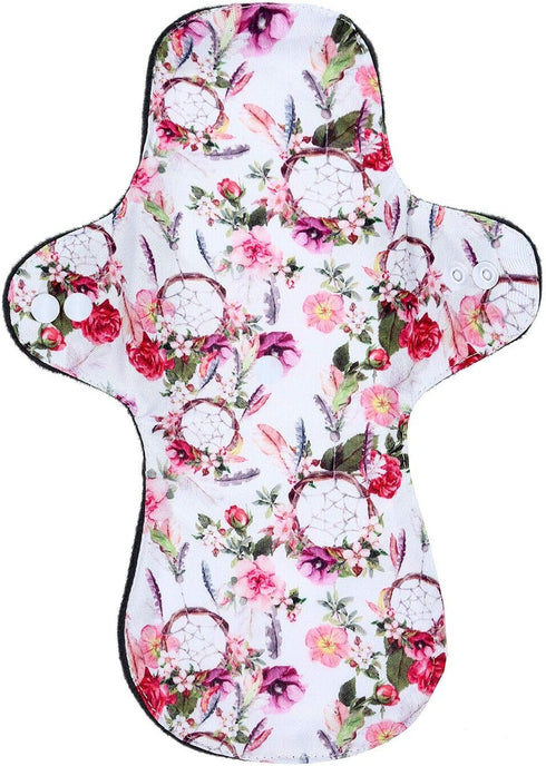 7PCS Pack Reusable Washable Incontinence Cloth Pads Including 6PCS Heavy Flow Feminine Hygiene Bamboo Charcoal Cloth Sanitary Pads Reusable Menstr...