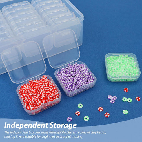 Bead Organizers Box, Plastic Storage Cases Mini Clear Bead Storage Containers Transparent Boxes with Hinged Lid and Rectangle Clear Craft Case...