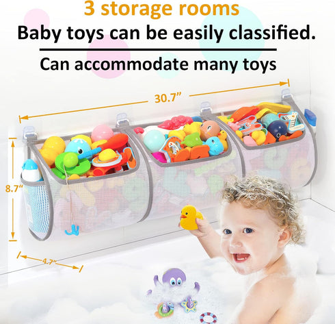 Bathtub Toy Holder?Prevent Spots?Bath Toy Storage Bath Toys for Kids Ages 4-8 30“x8.7”Mesh Bath Toy Holder?let Baby Bath Toys Quick Drying…...