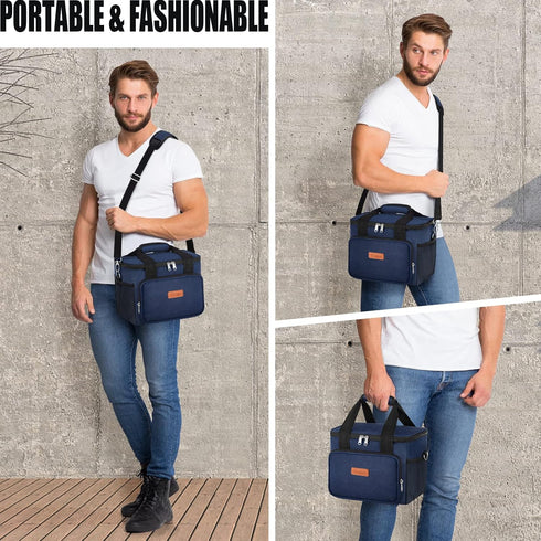 Tiblue Insulated Reusable Lunch Box for Office Work School Picnic Beach, Leakproof Freezable Cooler Bag with Adjustable Shoulder Strap (Medium, Da...