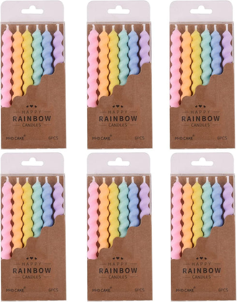 PHD CAKE 36-Count Rainbow Spiral Birthday Candles with Holders, Party Candles, Cake Candles...