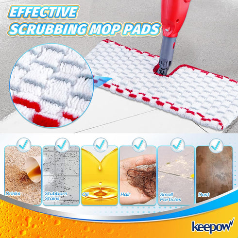 KEEPOW Mop Pads Refills Deep Clean Compatible with O-Cedar Promist Max Spray Mop Double-Side Deep Clean Washable Reusable Flip Mop Pads Replacemen...