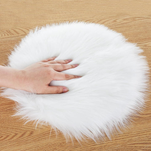 Molain Faux Fur Chair Pad 12 inch Round Cover Seat Cushion Pad Carpet Mat Soft Fluffy Area Rug for Seat Pad Couch Pad,Photographing Background of ...