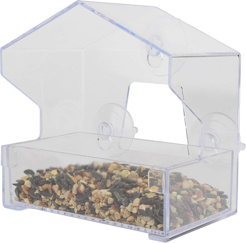 Perky-Pet 345 Clear Outdoor Window Bird Feeder with Strong Suction Cups – 1/2 Lb Seed Capacity...