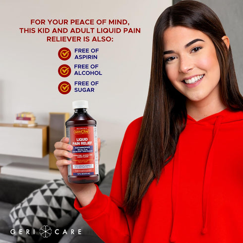 GeriCare Acetaminophen 160 mg Cherry Flavored Liquid, 16 Oz (Pack of 2)...