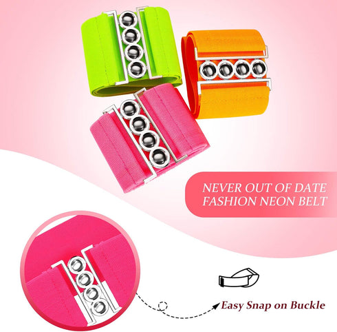 Syhood Halloween Neon Belts for Women 80s Neon Belt 80s Waist Belt Stretch Wide Waistband Elastic Belt Vertical Clasp Buckle Belts for Women Girls...
