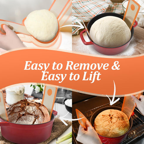 2PCS Silicone Bread Sling Oval & Round, Silicone Baking Mat for Dutch Oven Bread Baking Non-stick Bread Sling with Long Handle Sling Reusable Sour...