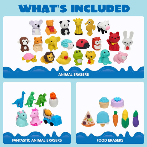 JOYIN 36 Pcs Animal 3D Erasers, Fun and Cute Mini Pencil Erasers for Kids, Puzzle Take Apart Eraser, Classroom Rewards, Party Favors, Desk Pets, T...