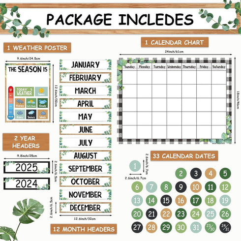 Farmhouse Classroom Calendar Set Bulletin Board Sets for Teachers Bulletin Board Calendar with Numbers Month Weather for Classroom Decor School Ca...