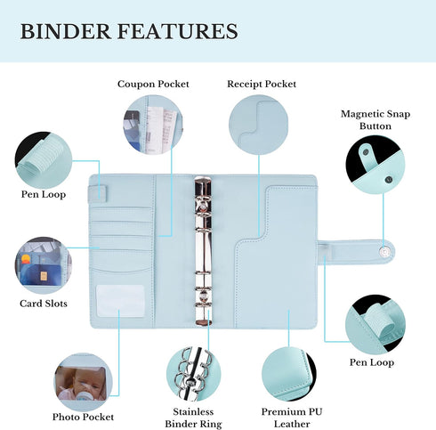 Budget Binder With Zipper Envelopes - A6 Budget Binder Wallet, Bulk Cash Envelope & Budget Planner Expense Sheets, Money saving binder Budget Book...
