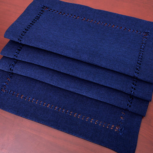 Grelucgo Handmade Hemstitch Solid Navy Blue Nautical Rectangular Table Runner Or Dresser Scarf (14 x 48 Inch)...