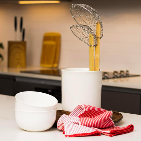 Joyce Chen Kitchen Spider Strainer Stainless Steel 5-Inch Wire Basket with Heat-Resistant Bamboo Handle...