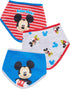 Disney Baby Unisex Mickey Mouse Bandana Bib 3-Pack - Mickey Mouse Baby Bibs (Blue/Red/Grey, 0-12M)...
