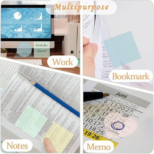 BAYTORY 1700 Sheets Transparent Sticky Notes, Clear Waterproof 3 x 3 inch See Through Memo Pad, Self-Adhesive Translucent Writable Index Tabs for ...