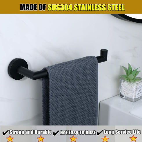 Alise Hand Towel Holder Towel Ring for Bathroom Lavatory,Black Towel Bar Towel Hanger Wall Mount SUS304 Stainless Steel Towel Rack,Matte Black Fin...