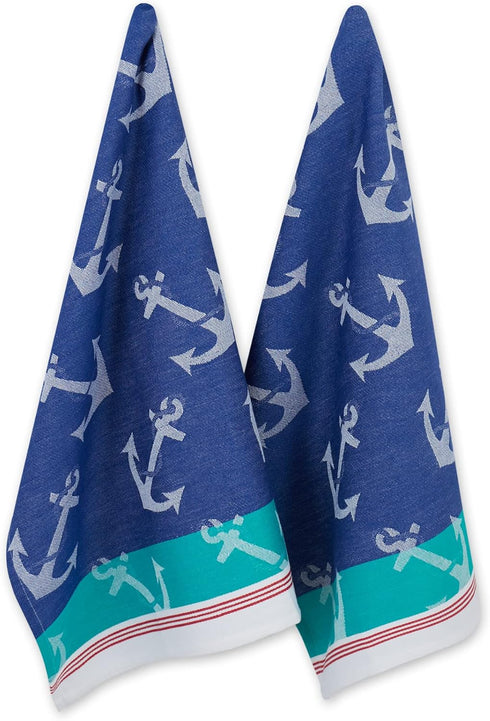 DII Anchor's Away Collection Kitchen, Dishtowel Set, 18x28, Jacquard, 2 Piece...