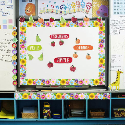 Augisteen Spring Bulletin Board Borders Daisy Flower Border Trim Classroom Bulletin Board Decoration Spring Floral Paper Cutouts for Spring Summer...