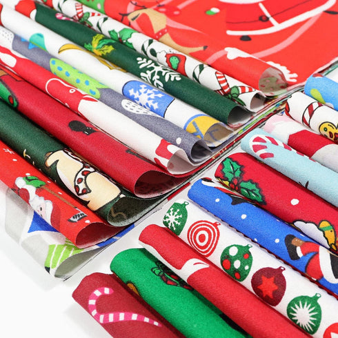 Christmas Fabric Bundles, 20 Pcs Different Pattern Christmas Quilting Fabric, Fabric Squares with Snowman and Santa Christmas Cotton Fabric Sewing...