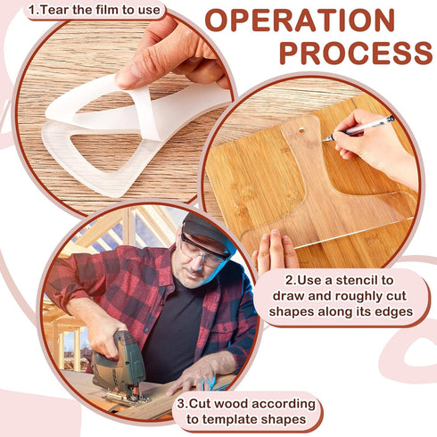 Maitys 3PCS Router Templates for Woodworking Large Charcuterie Board Handle Template Cutting Board Template Clear Acrylic Template Angled Curvy Tr...