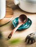 Spoon Rest, Porcelain Spoon Holer with Drip Tray, for Multiple Utensils, Heat-Resistant, Ceramic Spoon Rest for Spoons, Ladles, Tongs, Dark Green...